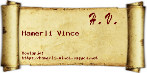 Hamerli Vince névjegykártya